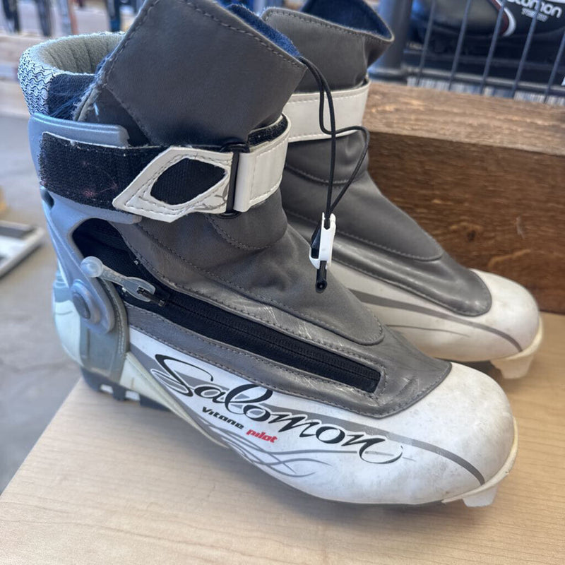 Salomon - Vitane Pilot SNS Cross Country Ski Boots - MSRP $440: White/Grey/Black-unisex-8