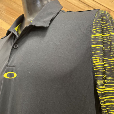 Oakley - Men's Quick-Dry Performance Polo Shirt - MSRP comp $80: Black/Yellow-men-MD