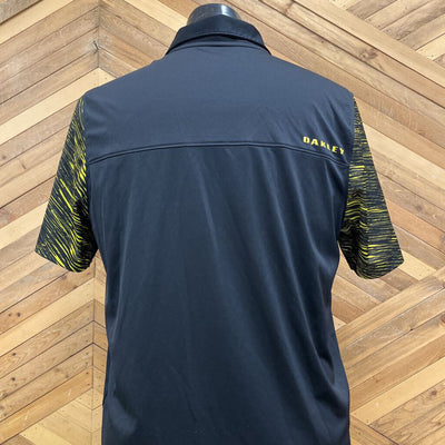 Oakley - Men's Quick-Dry Performance Polo Shirt - MSRP comp $80: Black/Yellow-men-MD