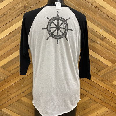 Men's Graphic Fishing T-Shirt: white and black-men-LG