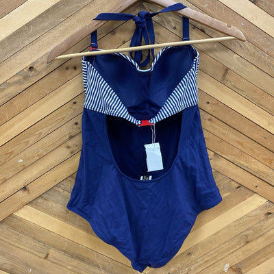 Nip Tuck Swim - Women's Striped One-Piece Swimsuit: Navy Blue, Striped-women-14