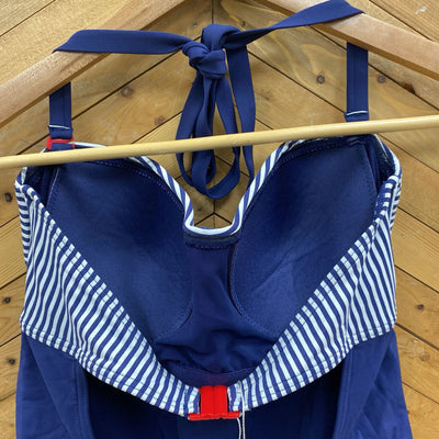 Nip Tuck Swim - Women's Striped One-Piece Swimsuit: Navy Blue, Striped-women-14