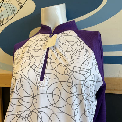 Jofit - Women's Jersey Active Long Sleeves Top - MSRP comp $98: White/Violet/Grey-women-MD