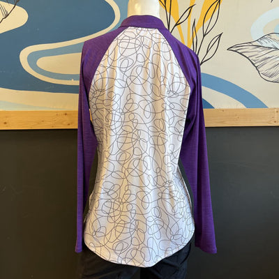 Jofit - Women's Jersey Active Long Sleeves Top - MSRP comp $98: White/Violet/Grey-women-MD