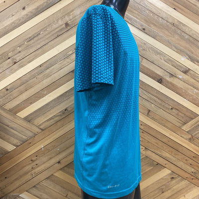 Nike - Men's Dri-Fit T-Shirt: Teal/Navy Hexagons-men-LG