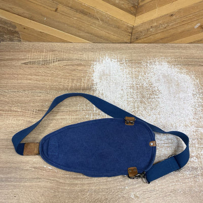 Denim Crossbody Bag: Blue/Brown--