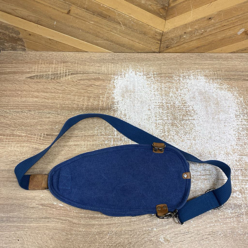 Denim Crossbody Bag: Blue/Brown--