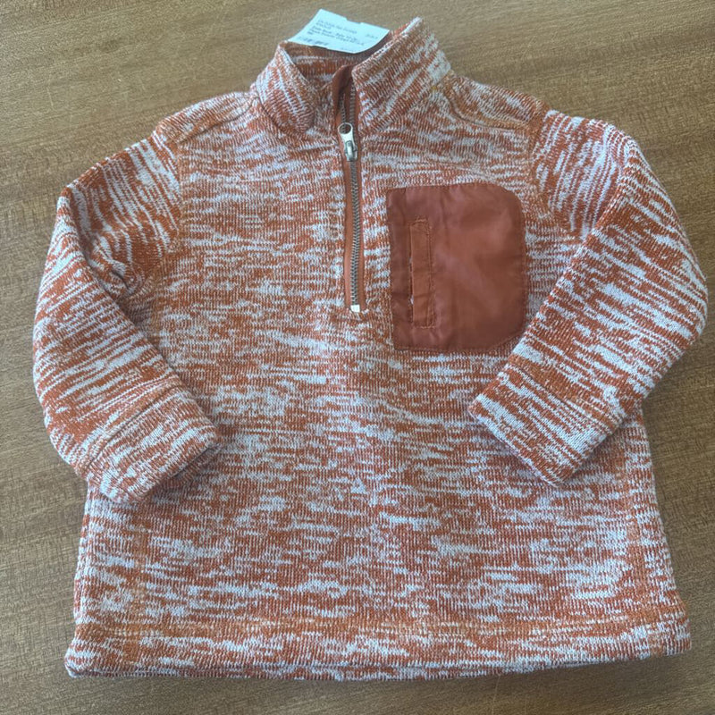 Eddie Bauer - Baby 1/2-Zip Fleece Sweater: Orange/White-infant-18M
