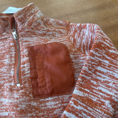 Eddie Bauer - Baby 1/2-Zip Fleece Sweater: Orange/White-infant-18M