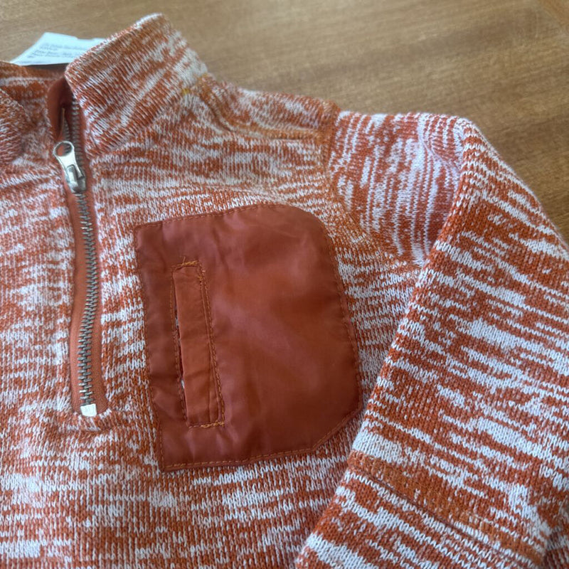 Eddie Bauer - Baby 1/2-Zip Fleece Sweater: Orange/White-infant-18M