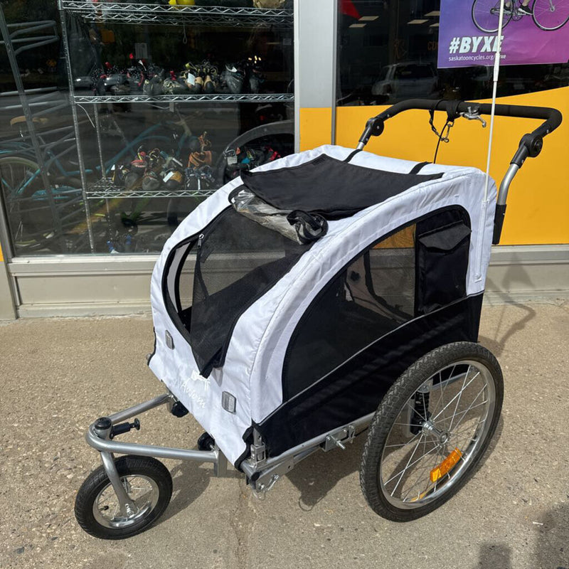 Aosom- Elite II Dog Bike Trailer 2-In-1 Pet Stroller Cart Bicycle - MSRP $349: White -unisex-