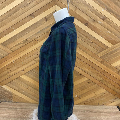 L.L. Bean - Women's Slightly Fitted Buttoned L/S Shirt - MSRP $99: Green / Blue-women-MD