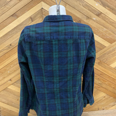 L.L. Bean - Women's Slightly Fitted Buttoned L/S Shirt - MSRP $99: Green / Blue-women-MD