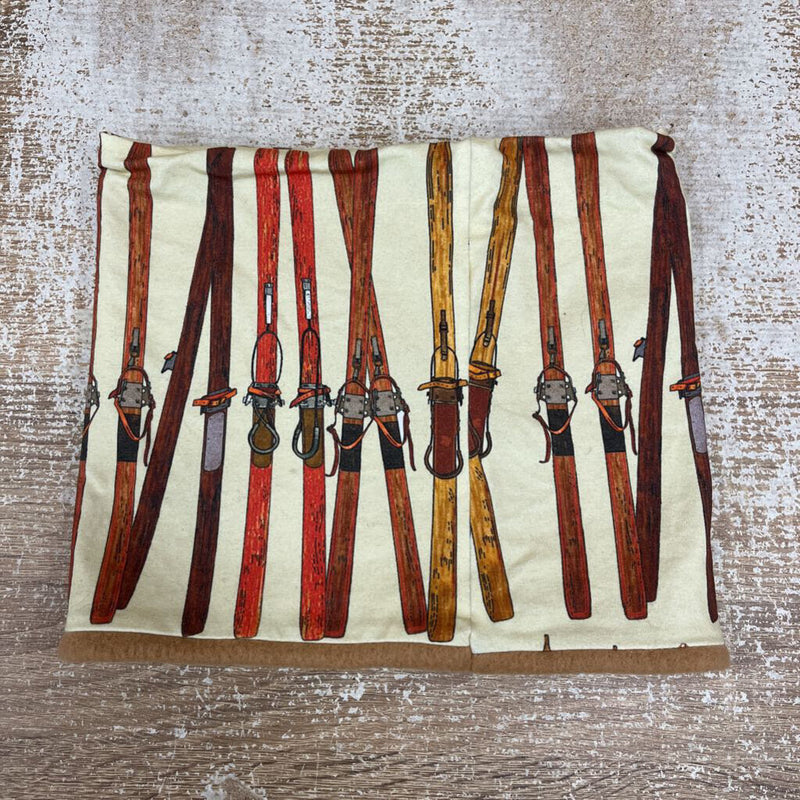 Fleece-Lined Wooden Skis Buff: Brown / Beige-unisex-