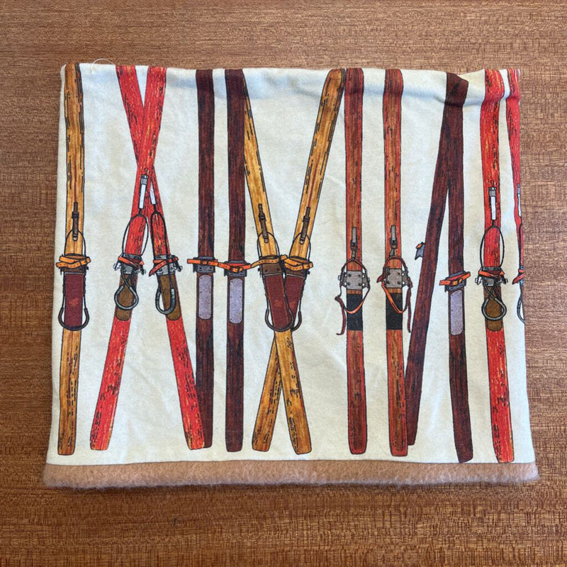 Fleece-Lined Wooden Skis Buff: Brown / Beige-unisex-