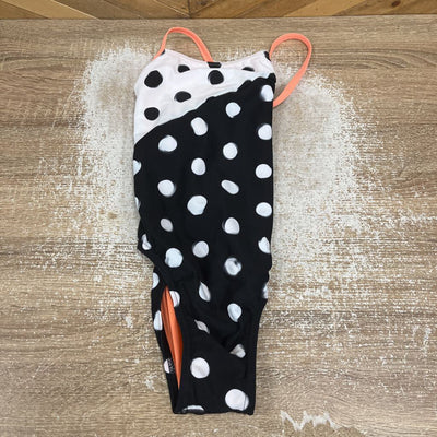 Speedo Girls' Polka Dot Swimsuit: Black/White-girls-26