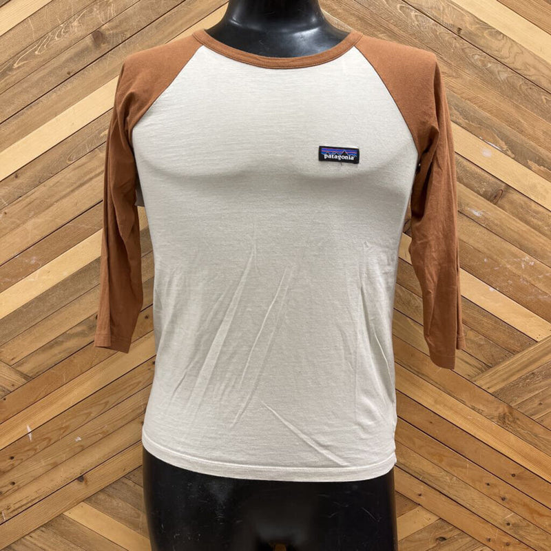 Patagonia-Mens Long sleeve shirt-MSRP $70: Orange/White-men-XS