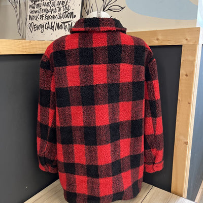 Levis - Women's Heave Fleece Flannel Jacket - MSRP $180: Red/Black-unisex-MD