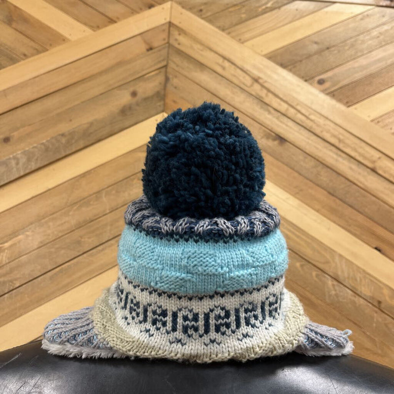 The North Face - Infant Knit Toque w/ Pompom - MSRP $35: Blue / Navy / White-infant-6-12 months