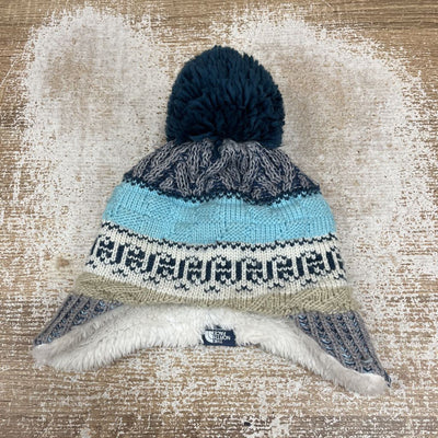 The North Face - Infant Knit Toque w/ Pompom - MSRP $35: Blue / Navy / White-infant-6-12 months