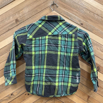 Billabong - Kids' Plaid Flannel Long Sleeves Button-Down Shirt - MSRP comp $50: Green/Black-children-4