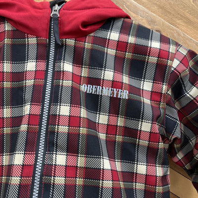 Obermeyer - Kids' Plaid Hooded Puffer Jacket - MSRP comp $190: Red/Black/Beige-children-5