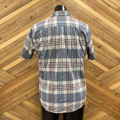 Patagonia - Men's Button Up S/S - MSRP $99: BLue/White/Brown-men-MD