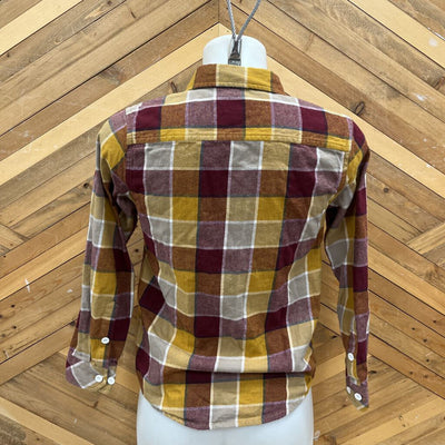 O'Neill - Kids' Plaid Button Down Shirt - MSRP $70: Burgundy / Yellow-children-7/8Y