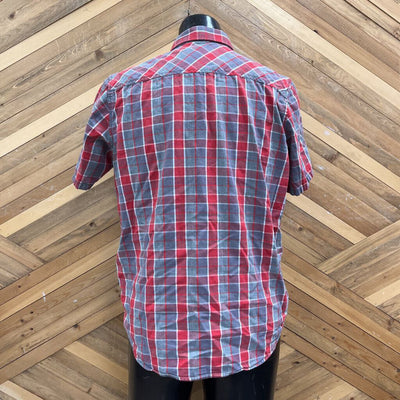 Lifted Research Group - Men's S/S Plaid Button-Down : Red / Grey / White-men-MD