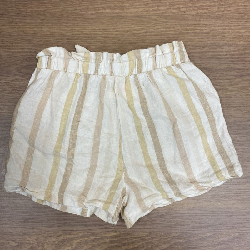1st Kiss - Girls Striped Cotton Shorts: Beige-girls-10Y