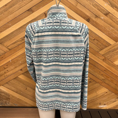 Eddie Bauer - Women's 1/4-Zip Fleece - MSRP $85: White / Blue / Grey-women-LG