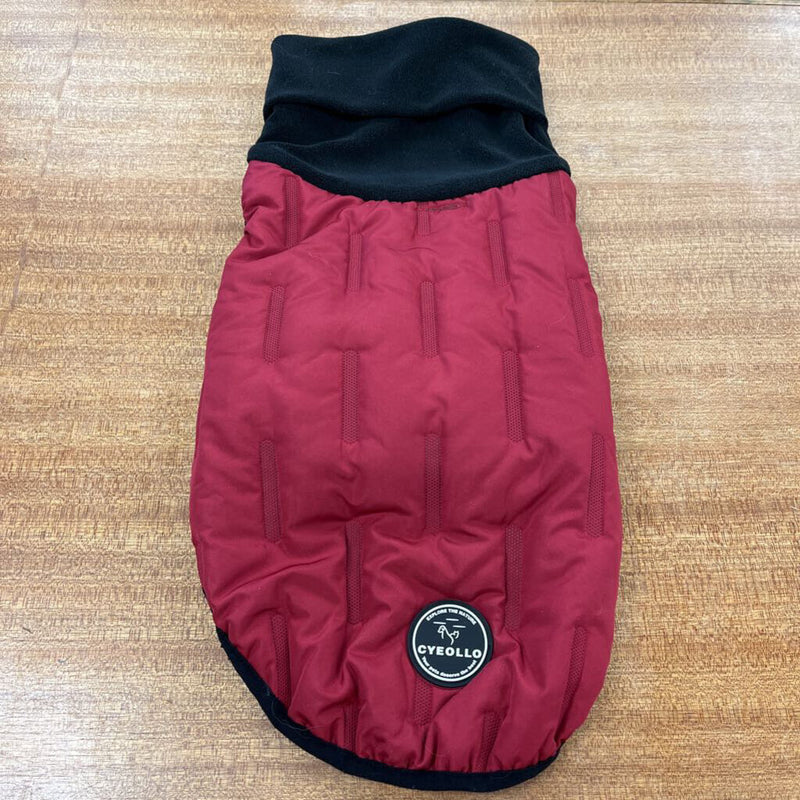 Cyeollo - Warm Dog Coat: Maroon/Red/Black--XL