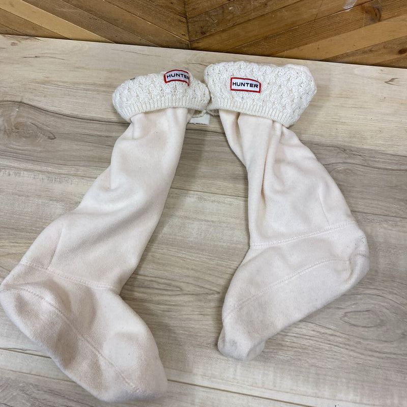 Hunter - High Fleece winter Boot Socks - MSRP $45: White-women-MD
