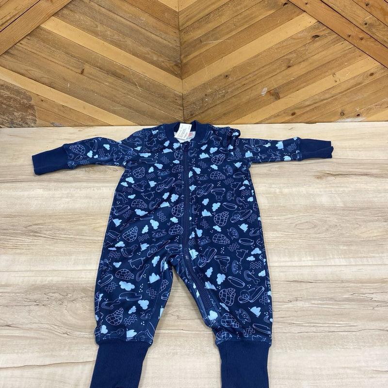 Kombi - Infant Igloo Seals Clouds One-Piece Winter Baselayer - MSRP $75: Navy / Blue-infant-18-24months