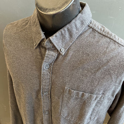 Eddie Bauer - Men's Classic Fit L/S Button Down - MSRP $125: Dark Grey -men-XL