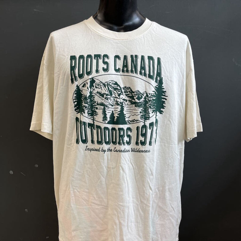 Roots - Unisex Roots Canada Logo T-Shirt - MSRP $44: White-unisex-M 2XL / W 3XL