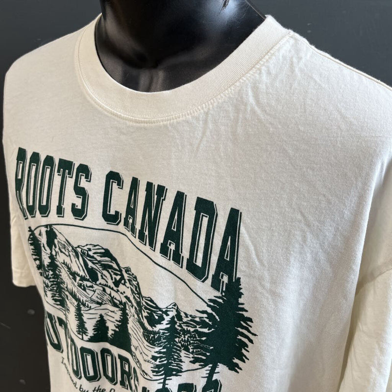 Roots - Unisex Roots Canada Logo T-Shirt - MSRP $44: White-unisex-M 2XL / W 3XL