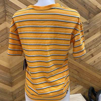 Ciele Athletics - Women's NSB T-Shirt School Daze Stripe - MSRP $80: Orange / Grey / Green-women-XS