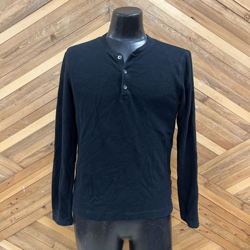 Banana Republic - Men’s Black Button-Up Henley Shirt- MSRP$ : black-men-SM