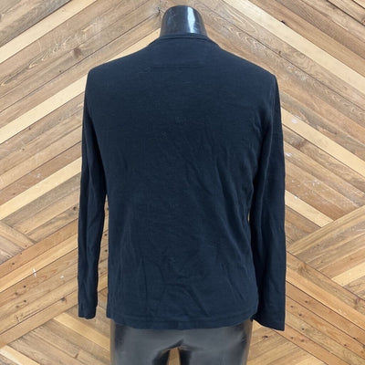 Banana Republic - Men’s Black Button-Up Henley Shirt- MSRP$ : black-men-SM