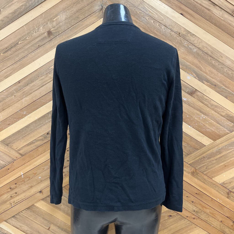 Banana Republic - Men’s Black Button-Up Henley Shirt- MSRP$ : black-men-SM