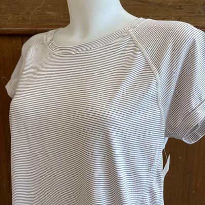 Athleta - Women's Stripe T-Shirt - MSRP comp $59: White -women-LG