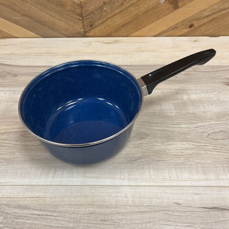 Enamel Camping Pot: Blue/Black-unisex-