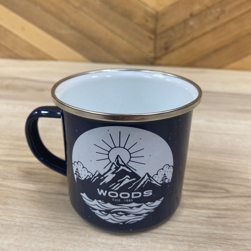 Woods -Enamel Mug with Mountain Design: navy blue-unisex-