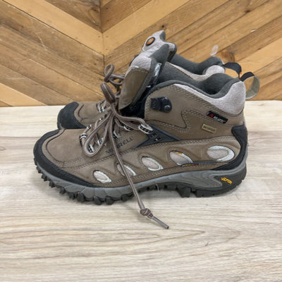Merrell - Women's Avalanche Waterproof Polartec Mid Hiking Shoes - MSRP $170: Brown / Grey-women-W7.5