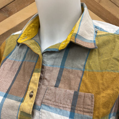The North Face - Women's Long Sleeve Flannel Shirt- MSRP $119: Yellow blue -women-SM