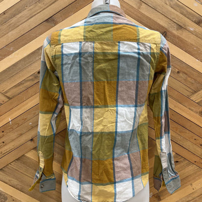 The North Face - Women's Long Sleeve Flannel Shirt- MSRP $119: Yellow blue -women-SM