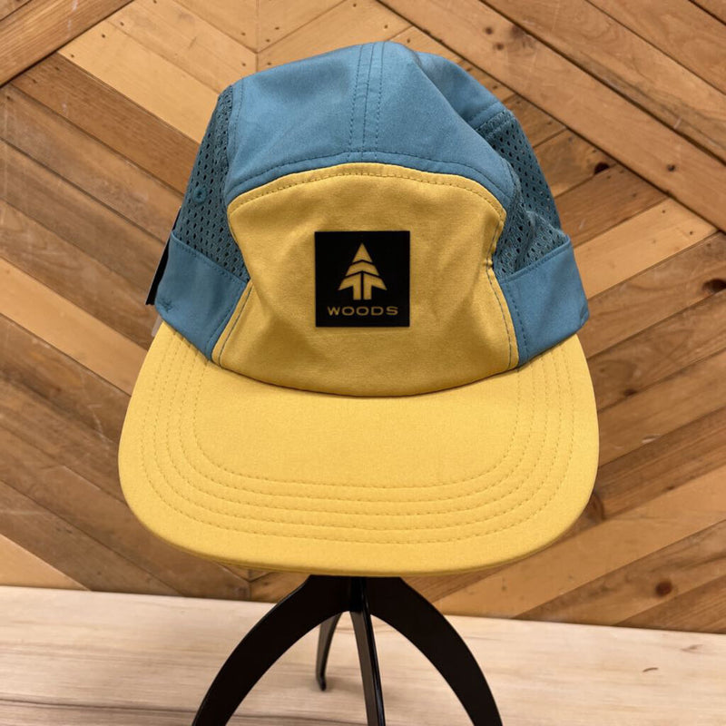 Woods- Throwback 5 Panel Hat - MSRP $38 : Blue/Yellow -women-o/s