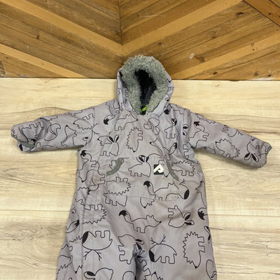 Perlimpinpin - Baby Snowsuit with Animal Print- MSRP $170: grey-infant-18M