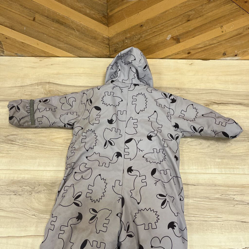 Perlimpinpin - Baby Snowsuit with Animal Print- MSRP $170: grey-infant-18M